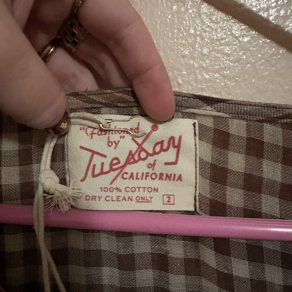 Tuesday of California Gemini Plaid Brown Women’s Dress - Picture 3 of 6
